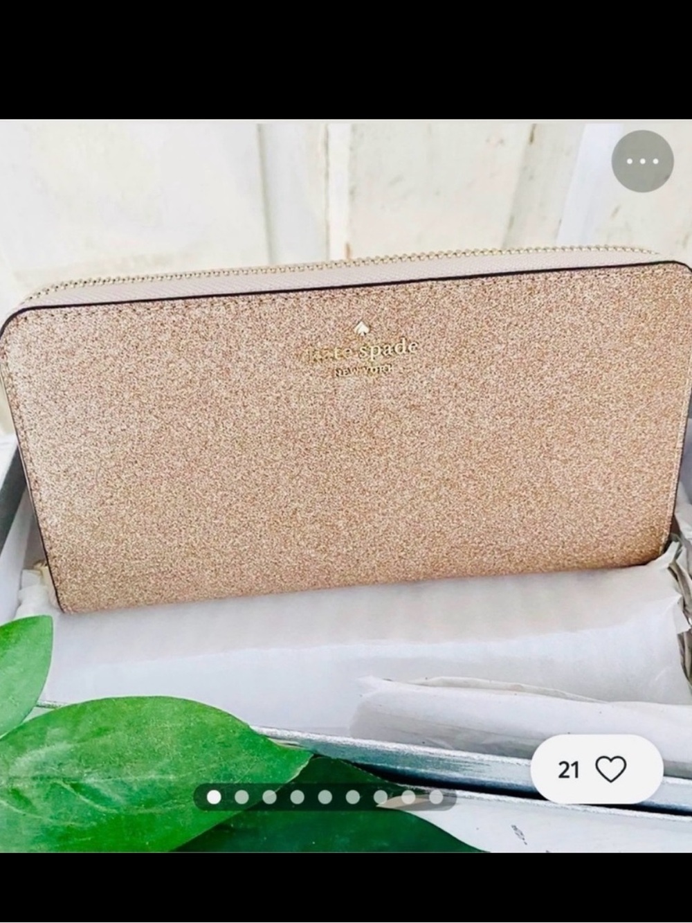 Kate Spade New York Rose Gold Shimmy Glitter Large Continental Wallet NWOT